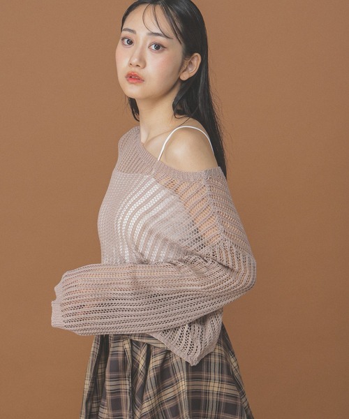 3.3 Field Trip （3.3フィールドトリップ）の「3.3 Field Trip／カップインナー付メッシュプルオーバー（ニット/セーター・レディース・ベージュ/ブラック/ホワイト・FREE）」の3枚目の写真