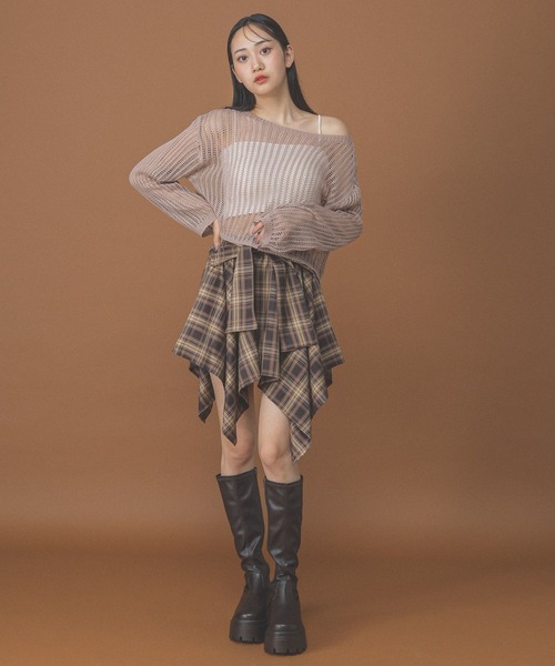 3.3 Field Trip （3.3フィールドトリップ）の「3.3 Field Trip／カップインナー付メッシュプルオーバー（ニット/セーター・レディース・ベージュ/ブラック/ホワイト・FREE）」の9枚目の写真