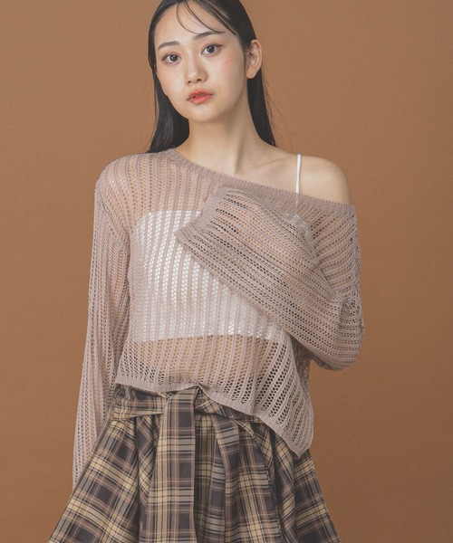 3.3 Field Trip （3.3フィールドトリップ）の「3.3 Field Trip／カップインナー付メッシュプルオーバー（ニット/セーター・レディース・ベージュ/ブラック/ホワイト・FREE）」の12枚目の写真