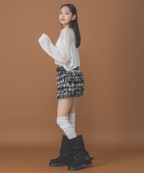 3.3 Field Trip （3.3フィールドトリップ）の「3.3 Field Trip／カップインナー付メッシュプルオーバー（ニット/セーター・レディース・ベージュ/ブラック/ホワイト・FREE）」の15枚目の写真