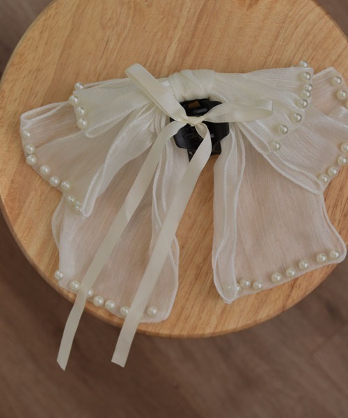 VIBGYOR Women（ヴィブジョー　ウィメン）の「【resonance】ビッグリボン パール バンスクリップ（バレッタ/ヘアクリップ・レディース・ホワイト/ブラック・FREE）」の3枚目の写真