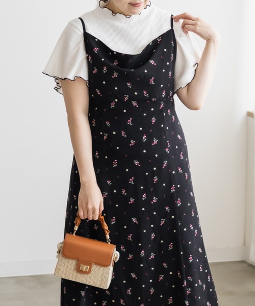 CLETTE(クレット)の「CLETTEオリジナルドレープデザイン花柄キャミワンピース(ワンピース・レディース・ブラウン/ブラック・4L/3L/LL)」の5枚目の写真