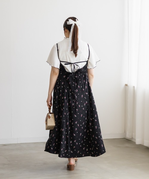 CLETTE(クレット)の「CLETTEオリジナルドレープデザイン花柄キャミワンピース(ワンピース・レディース・ブラウン/ブラック・4L/3L/LL)」の6枚目の写真