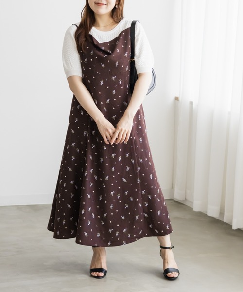 CLETTE(クレット)の「CLETTEオリジナルドレープデザイン花柄キャミワンピース(ワンピース・レディース・ブラウン/ブラック・4L/3L/LL)」の7枚目の写真