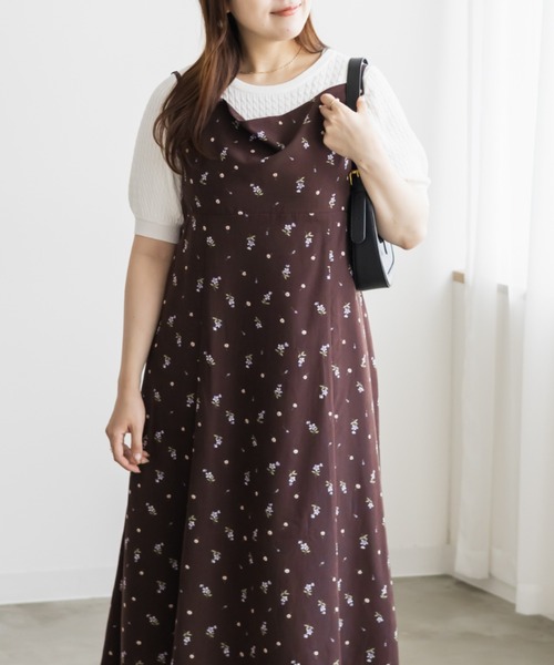 CLETTE(クレット)の「CLETTEオリジナルドレープデザイン花柄キャミワンピース(ワンピース・レディース・ブラウン/ブラック・4L/3L/LL)」の10枚目の写真
