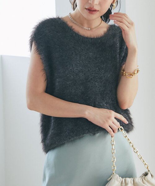 La boutique BonBon ロングフェザー2WAYニット 最強モテニット】ロングフェザー前後2WAYニットベスト | La