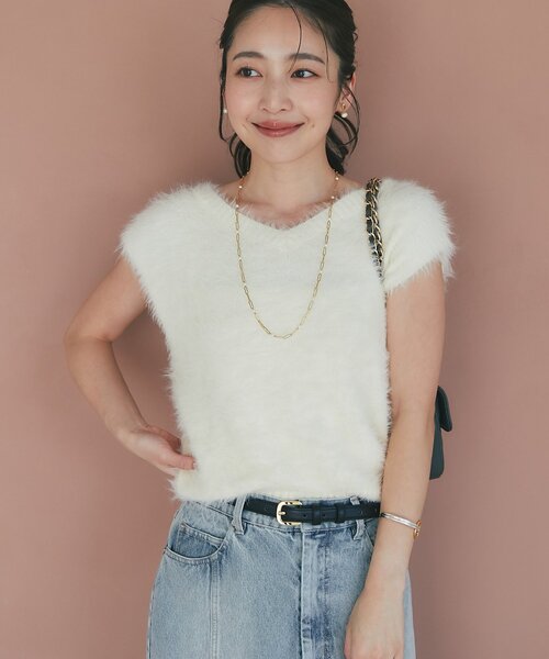 La boutique BonBon ロングフェザー2WAYニット 最強モテニット】ロングフェザー前後2WAYニットベスト | La