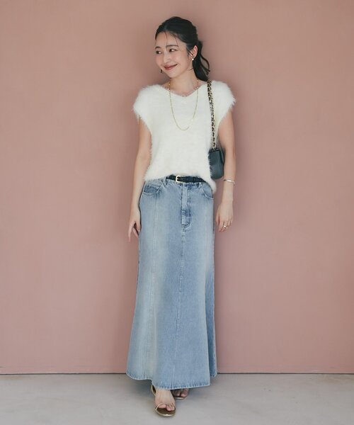 La boutique BonBon ロングフェザー2WAYニット 最強モテニット】ロングフェザー前後2WAYニットベスト | La