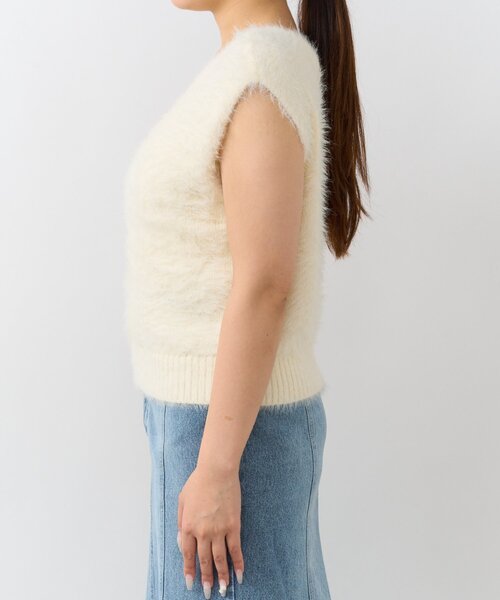 人気！タグ付き新品♡ ラブティックボンボン　ヘアリーフェザーニット アンサンブル可】ヘアリーフェザー前後2WAYフレンチニット