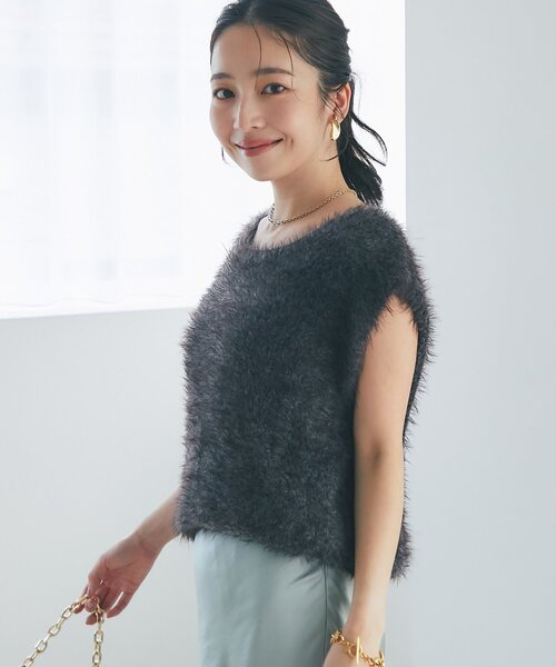 La boutique BonBon ロングフェザー2WAYニット 最強モテニット】ロングフェザー前後2WAYニットベスト | La