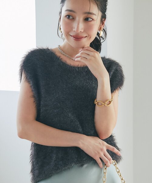 アンサンブル可】ヘアリーフェザー前後2WAYフレンチニット