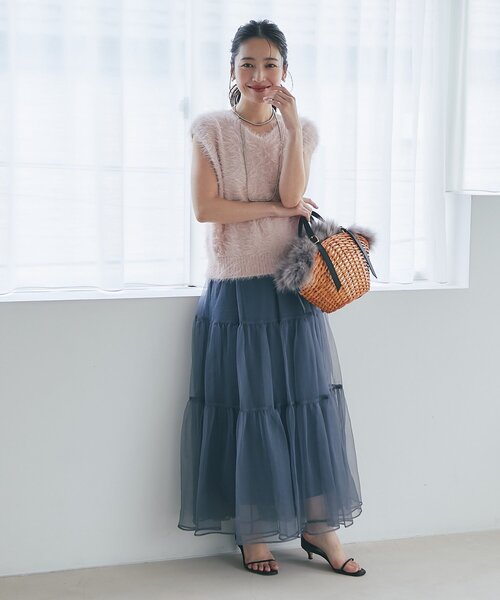 La boutique BonBon ロングフェザー2WAYニット 最強モテニット】ロングフェザー前後2WAYニットベスト | La