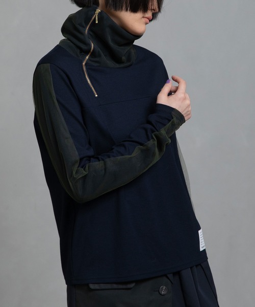 MARECHAL TERRE（マルシャルテル）の「シアーレイヤードスキッパートップス（Tシャツ/カットソー・レディース・ネイビー/グレー/カーキ/ブラック・MEDIUM）」の4枚目の写真