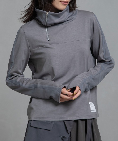 MARECHAL TERRE（マルシャルテル）の「シアーレイヤードスキッパートップス（Tシャツ/カットソー・レディース・ネイビー/グレー/カーキ/ブラック・MEDIUM）」の2枚目の写真