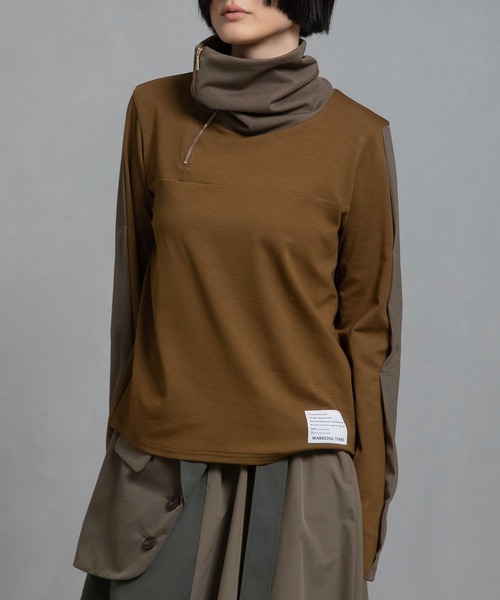 MARECHAL TERRE（マルシャルテル）の「シアーレイヤードスキッパートップス（Tシャツ/カットソー・レディース・ネイビー/グレー/カーキ/ブラック・MEDIUM）」の3枚目の写真