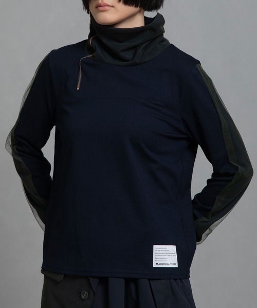 MARECHAL TERRE（マルシャルテル）の「シアーレイヤードスキッパートップス（Tシャツ/カットソー・レディース・ネイビー/グレー/カーキ/ブラック・MEDIUM）」の5枚目の写真