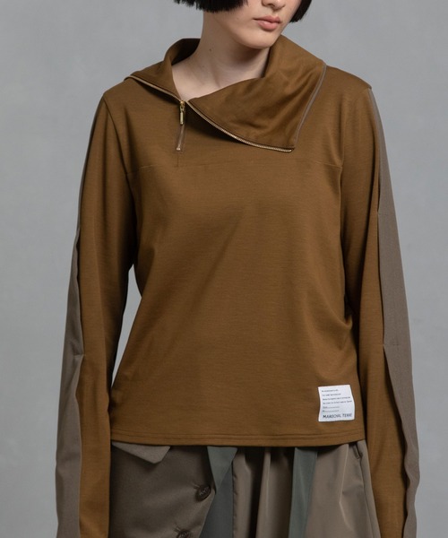 MARECHAL TERRE（マルシャルテル）の「シアーレイヤードスキッパートップス（Tシャツ/カットソー・レディース・ネイビー/グレー/カーキ/ブラック・MEDIUM）」の12枚目の写真