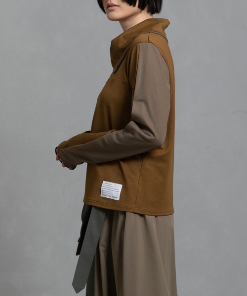 MARECHAL TERRE（マルシャルテル）の「シアーレイヤードスキッパートップス（Tシャツ/カットソー・レディース・ネイビー/グレー/カーキ/ブラック・MEDIUM）」の13枚目の写真