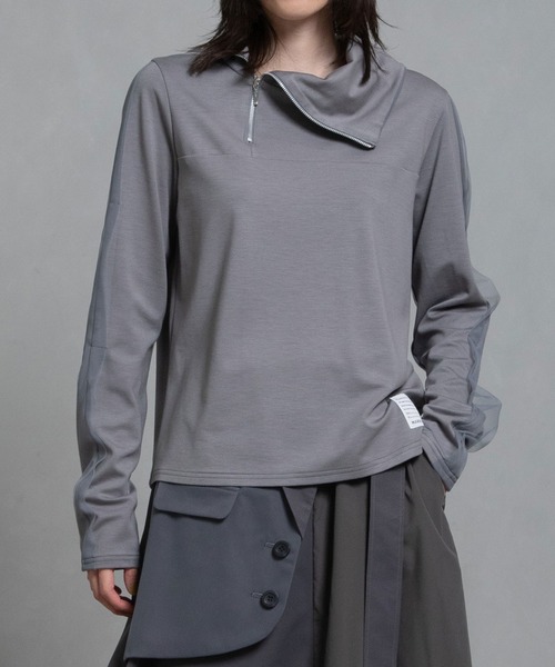 MARECHAL TERRE（マルシャルテル）の「シアーレイヤードスキッパートップス（Tシャツ/カットソー・レディース・ネイビー/グレー/カーキ/ブラック・MEDIUM）」の22枚目の写真