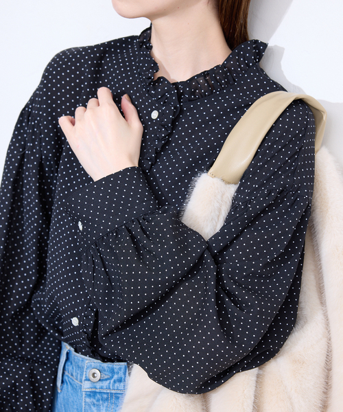 ドットミニフリルブラウス（シャツ/ブラウス）｜SLOBE IENA
