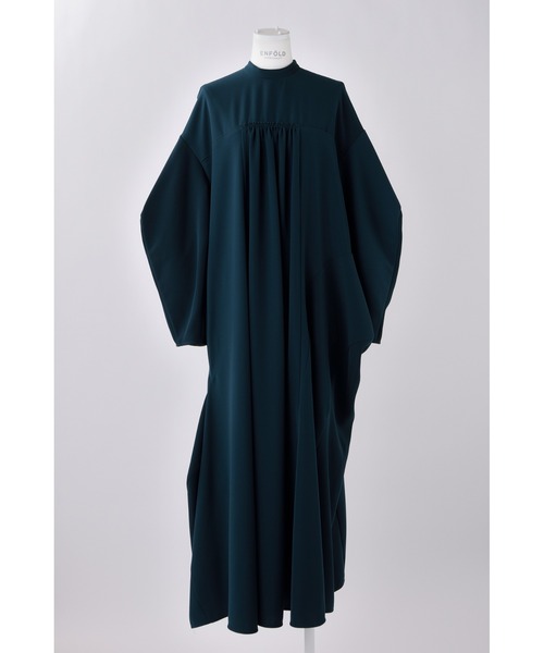 ENFOLD エンフォルド シフォン裏毛 ドレープバルーン ドレス 38 ENFOLD