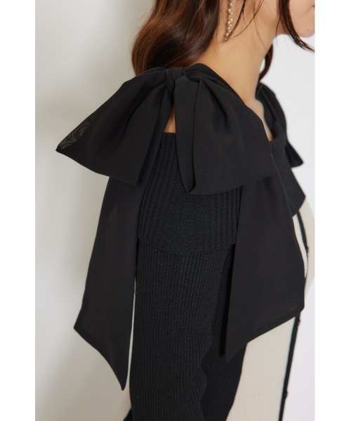 セール】バイカラーオフショルリボンニットワンピース 秋服 冬服