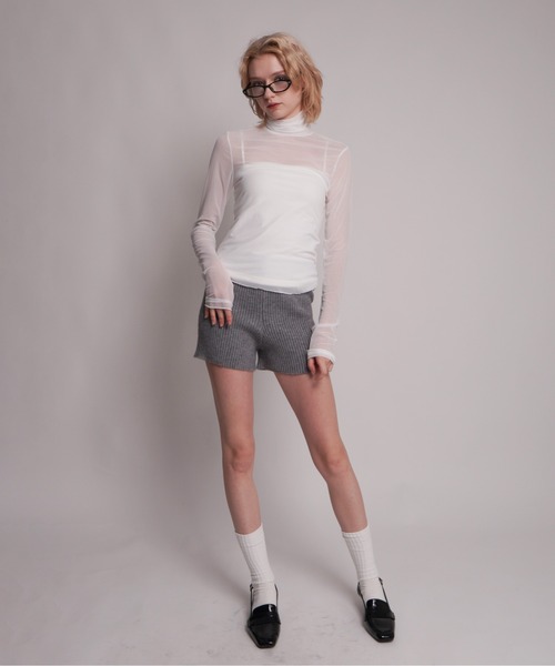 IMARI(イマリ)の「【 IMARI / イマリ 】 シアー ハイネック ロンT(Tシャツ/カットソー・レディース・グレー/ブラック/レッド/ホワイト・FREE)」の5枚目の写真