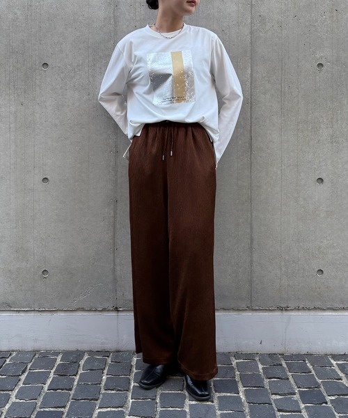 &g'aime（アンジェム）の「【&g'aime】メタリックグラフィックロンT　Metallic Graphic Long Tee（Tシャツ/カットソー・レディース・ホワイト/ブラック・FREE）」の13枚目の写真