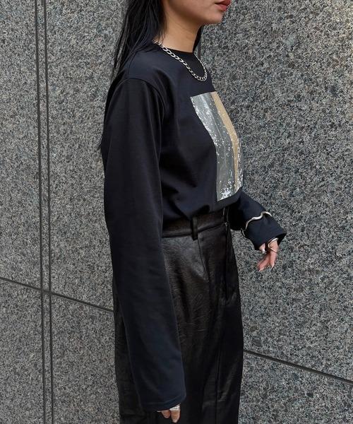 &g'aime（アンジェム）の「【&g'aime】メタリックグラフィックロンT　Metallic Graphic Long Tee（Tシャツ/カットソー・レディース・ホワイト/ブラック・FREE）」の19枚目の写真
