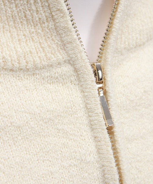 clear（クリア）の「オーバーカラーハーフジップショート丈ニットトップス［大人 カジュアル 着回し力抜群］（ニット/セーター・レディース・カーキ/アイボリー/ブラック・F）」の9枚目の写真