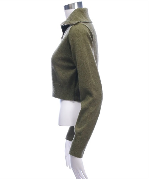 clear（クリア）の「オーバーカラーハーフジップショート丈ニットトップス［大人 カジュアル 着回し力抜群］（ニット/セーター・レディース・カーキ/アイボリー/ブラック・F）」の12枚目の写真