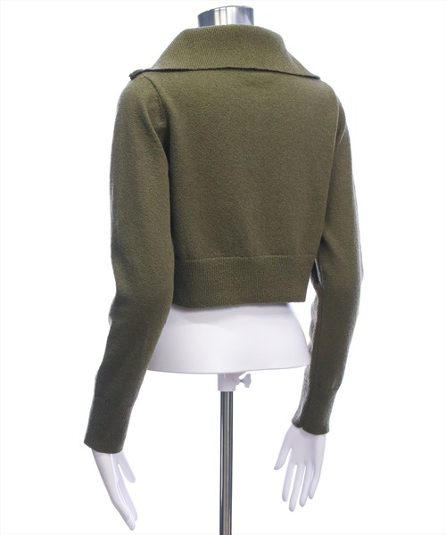 clear（クリア）の「オーバーカラーハーフジップショート丈ニットトップス［大人 カジュアル 着回し力抜群］（ニット/セーター・レディース・カーキ/アイボリー/ブラック・F）」の13枚目の写真