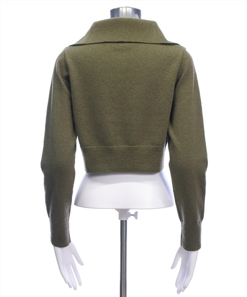 clear（クリア）の「オーバーカラーハーフジップショート丈ニットトップス［大人 カジュアル 着回し力抜群］（ニット/セーター・レディース・カーキ/アイボリー/ブラック・F）」の14枚目の写真