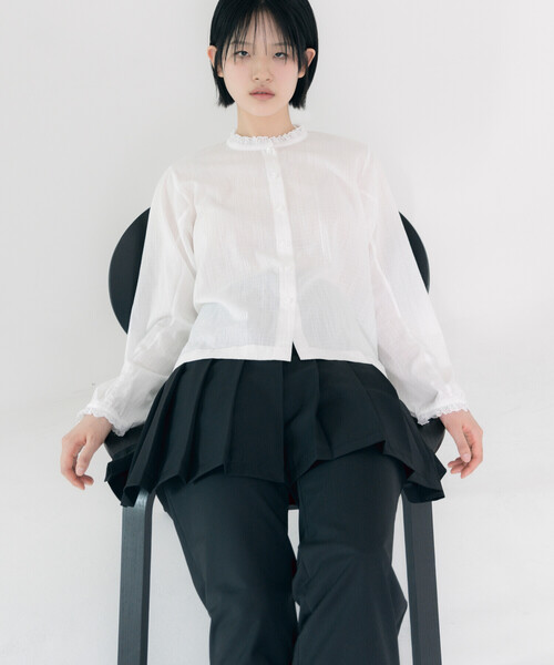 Bshop（ビショップ）の「eunoia | レイヤード プリーツミニスカート WOMEN（スカート・レディース・ブラック・ONE）」の7枚目の写真