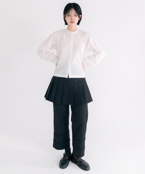 Bshop（ビショップ）の「eunoia | レイヤード プリーツミニスカート WOMEN（スカート・レディース・ブラック・ONE）」の11枚目の写真