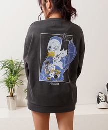 1111clothing（ワンフォークロージング）の「カットスエード ガールイラスト スウェット トレーナー / Cut suede girl illustration sweat trainer（スウェット）」