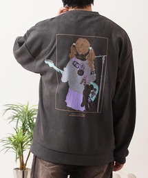 1111clothing（ワンフォークロージング）の「カットスエード ガールイラスト スウェット トレーナー / Cut suede girl illustration sweat trainer（スウェット）」