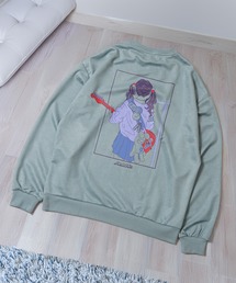 1111clothing(tH[N[WO)̃JbgXG[h K[CXg XEFbg g[i[ / Cut suede girl illustration sweat trainer(XEFbg)