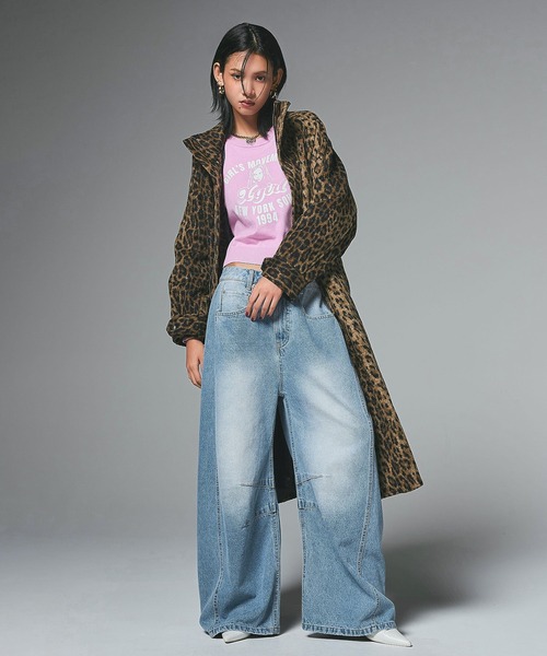 X-girl（エックスガール）の「WIDE BAGGY DENIM PANTS（デニムパンツ・レディース・ブラック/ライトインディゴブルー・S/M）」の3枚目の写真