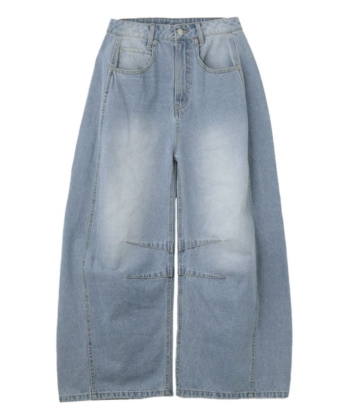 X-girl（エックスガール）の「WIDE BAGGY DENIM PANTS（デニムパンツ・レディース・ブラック/ライトインディゴブルー・S/M）」の7枚目の写真