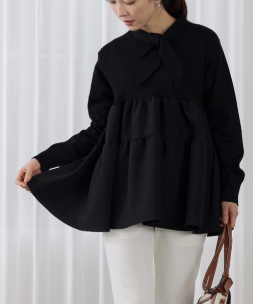 SONO/ソーノ】ﾃｨｱｰﾄﾞﾌﾚｱ ﾁｭﾆｯｸﾆｯﾄﾌﾟﾙｵｰﾊﾞｰ（ニット/セーター）｜Sono