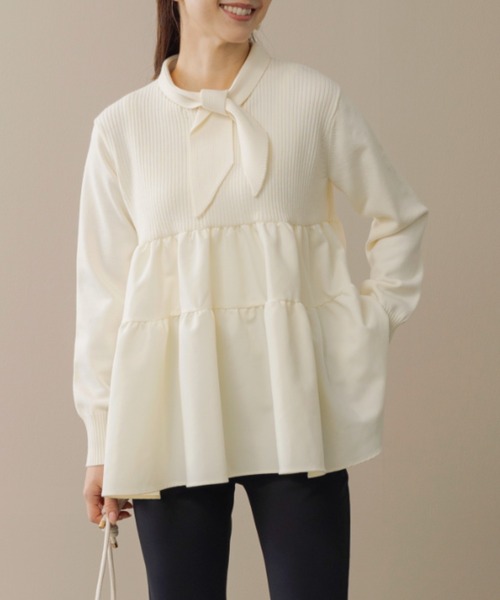 SONO/ソーノ】ﾃｨｱｰﾄﾞﾌﾚｱ ﾁｭﾆｯｸﾆｯﾄﾌﾟﾙｵｰﾊﾞｰ（ニット/セーター）｜Sono