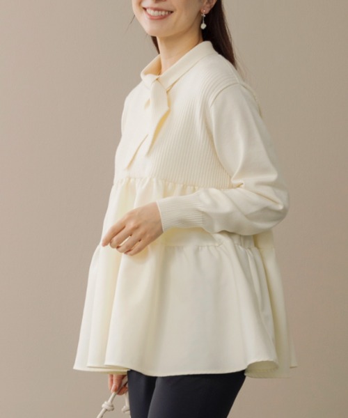 SONO/ソーノ】ﾃｨｱｰﾄﾞﾌﾚｱ ﾁｭﾆｯｸﾆｯﾄﾌﾟﾙｵｰﾊﾞｰ（ニット/セーター）｜Sono