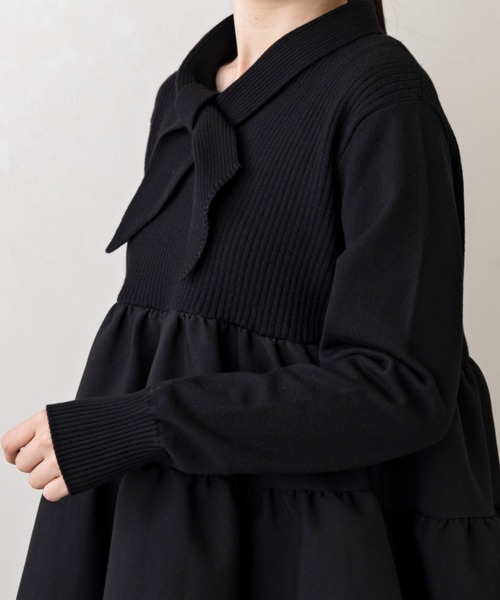 SONO/ソーノ】ﾃｨｱｰﾄﾞﾌﾚｱ ﾁｭﾆｯｸﾆｯﾄﾌﾟﾙｵｰﾊﾞｰ（ニット/セーター）｜Sono