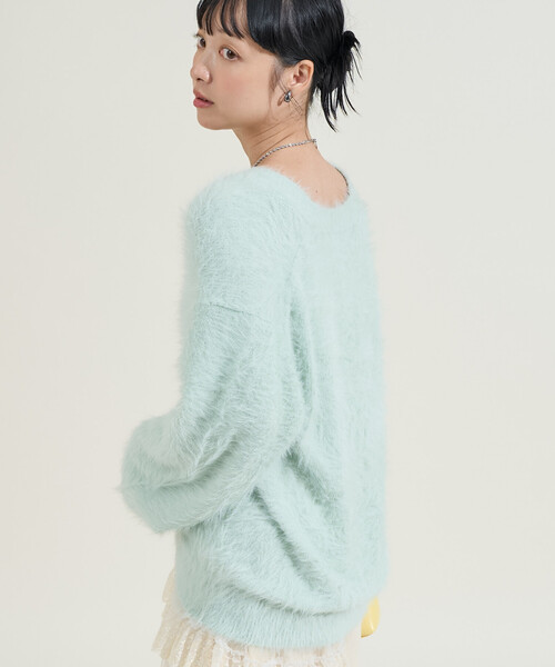 FREAK'S STORE(フリークスストア)の「染めわけ シャギーニットカーディガン(カーディガン/ボレロ・レディース・ブルーグリーン/ライトグレー/ブラウン/ベージュ・フリ-)」の4枚目の写真