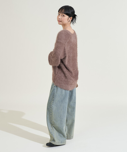 FREAK'S STORE(フリークスストア)の「染めわけ シャギーニットカーディガン(カーディガン/ボレロ・レディース・ブルーグリーン/ライトグレー/ブラウン/ベージュ・フリ-)」の8枚目の写真