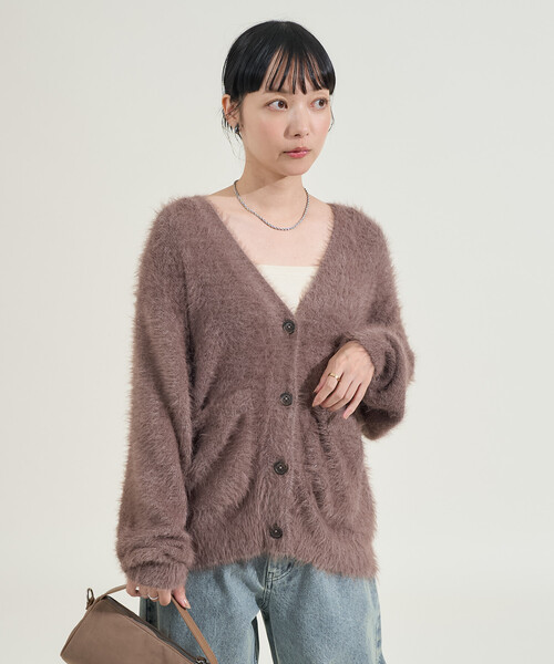 FREAK'S STORE(フリークスストア)の「染めわけ シャギーニットカーディガン(カーディガン/ボレロ・レディース・ブルーグリーン/ライトグレー/ブラウン/ベージュ・フリ-)」の10枚目の写真