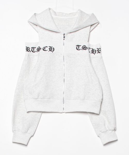 TITTY&CO.（ティティーアンドコー）の「ゴシックロゴジップパーカー（パーカー・レディース・グレー/ホワイト・FREE）」の5枚目の写真