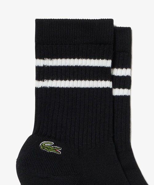 LACOSTE（ラコステ）の「ウィメンズ足底パイルラインソックス（ソックス/靴下・レディース・ブラック/ホワイト×グリーン/グリーン・24.0cm）」の4枚目の写真