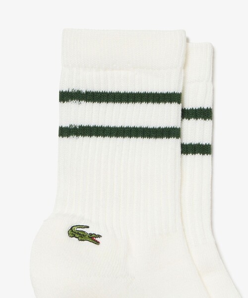 LACOSTE（ラコステ）の「ウィメンズ足底パイルラインソックス（ソックス/靴下・レディース・ブラック/ホワイト×グリーン/グリーン・24.0cm）」の6枚目の写真